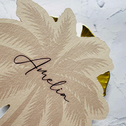 Whitsunday Wavy Menu with Palm Tree Place Card