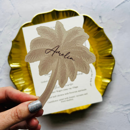 Whitsunday Wavy Menu with Palm Tree Place Card