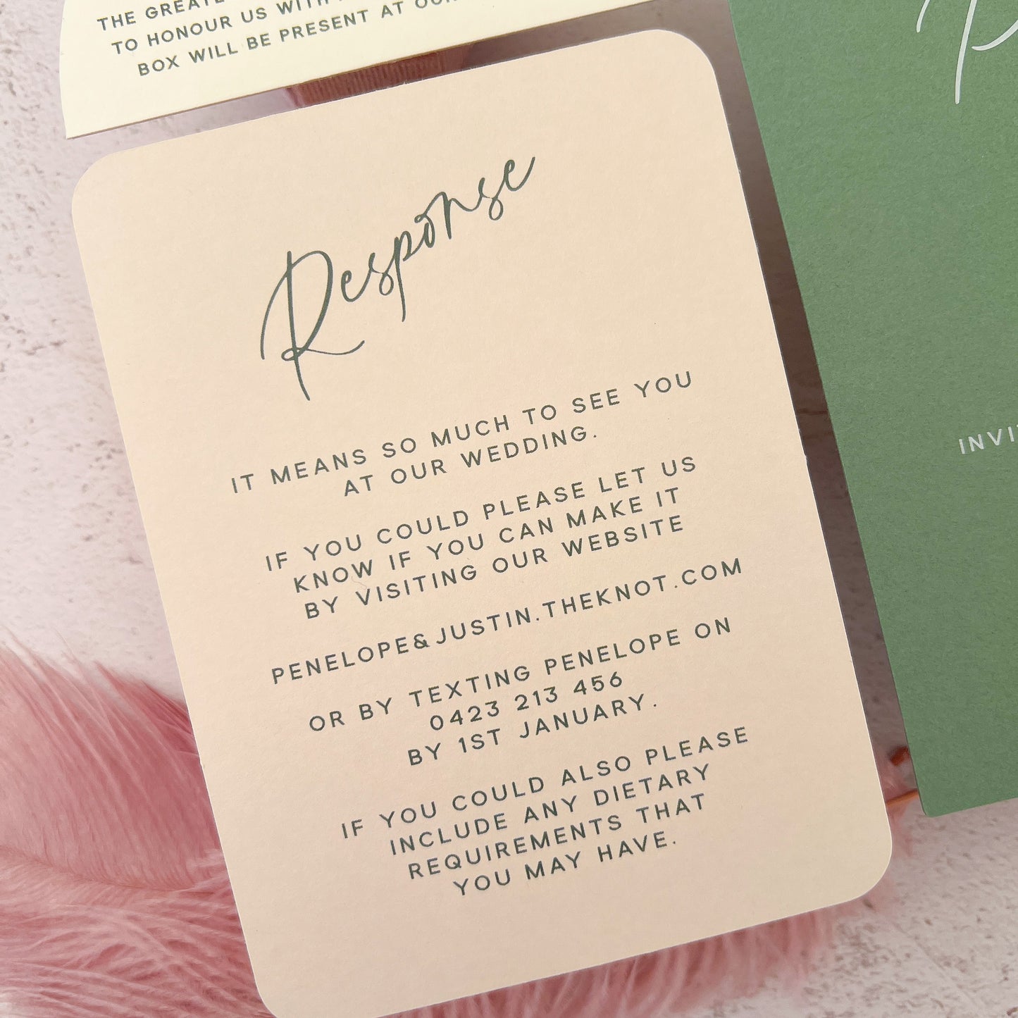 Whimsical Sage Green Layered Arch Invitation Set