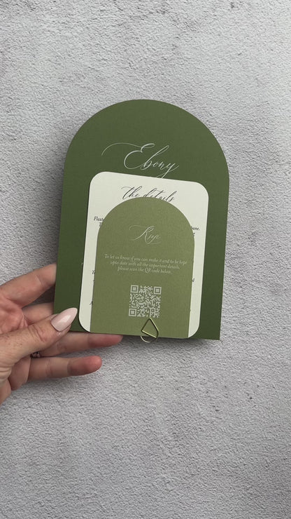 Timeless Arch Wedding Invitation Set Green