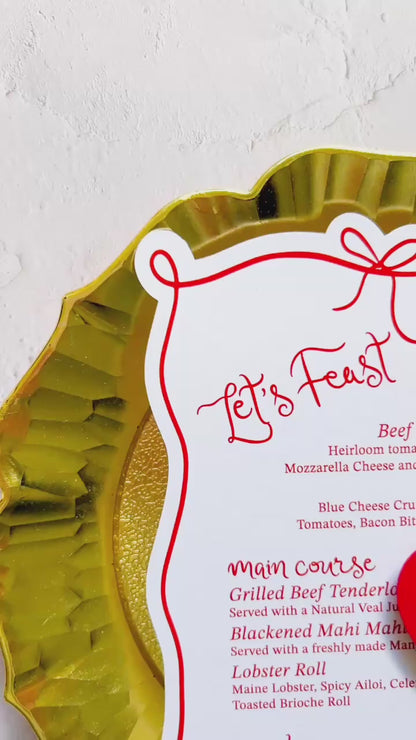 Amour Wavy Menu with heart shaped place card