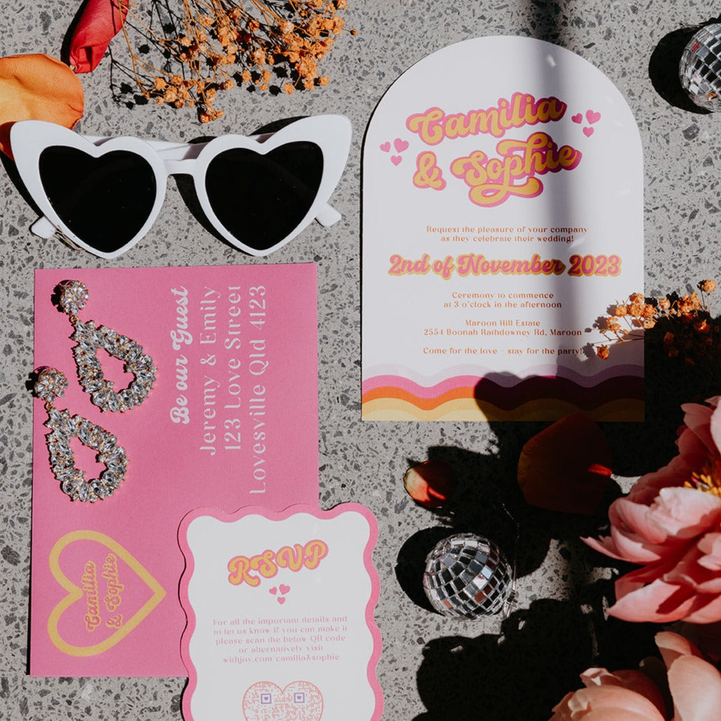 Vivid Vibes Arch and Wave Wedding Invitation Suite