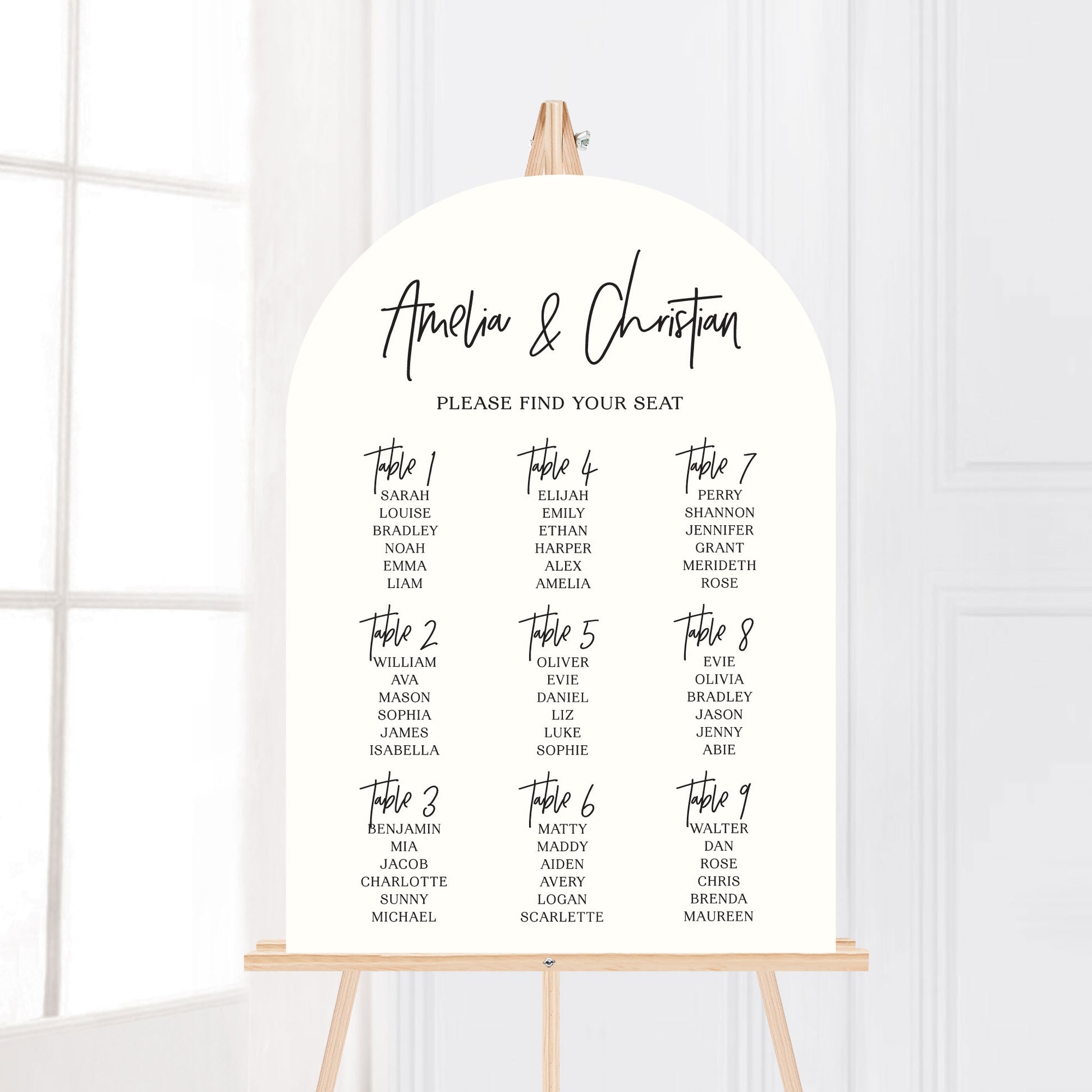 Amelia Arch Wedding Welcome Sign and Seating Chart Package - Glitzy Prints