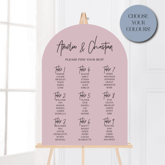 Amelia Arch Wedding Seating Chart Sign - Glitzy Prints