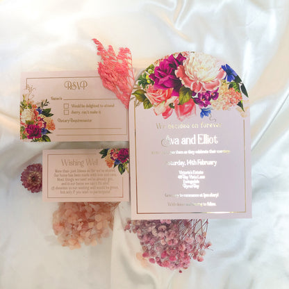 "Ava" Gold Foil Blush Arch Wedding Invitation Suite - Glitzy Prints