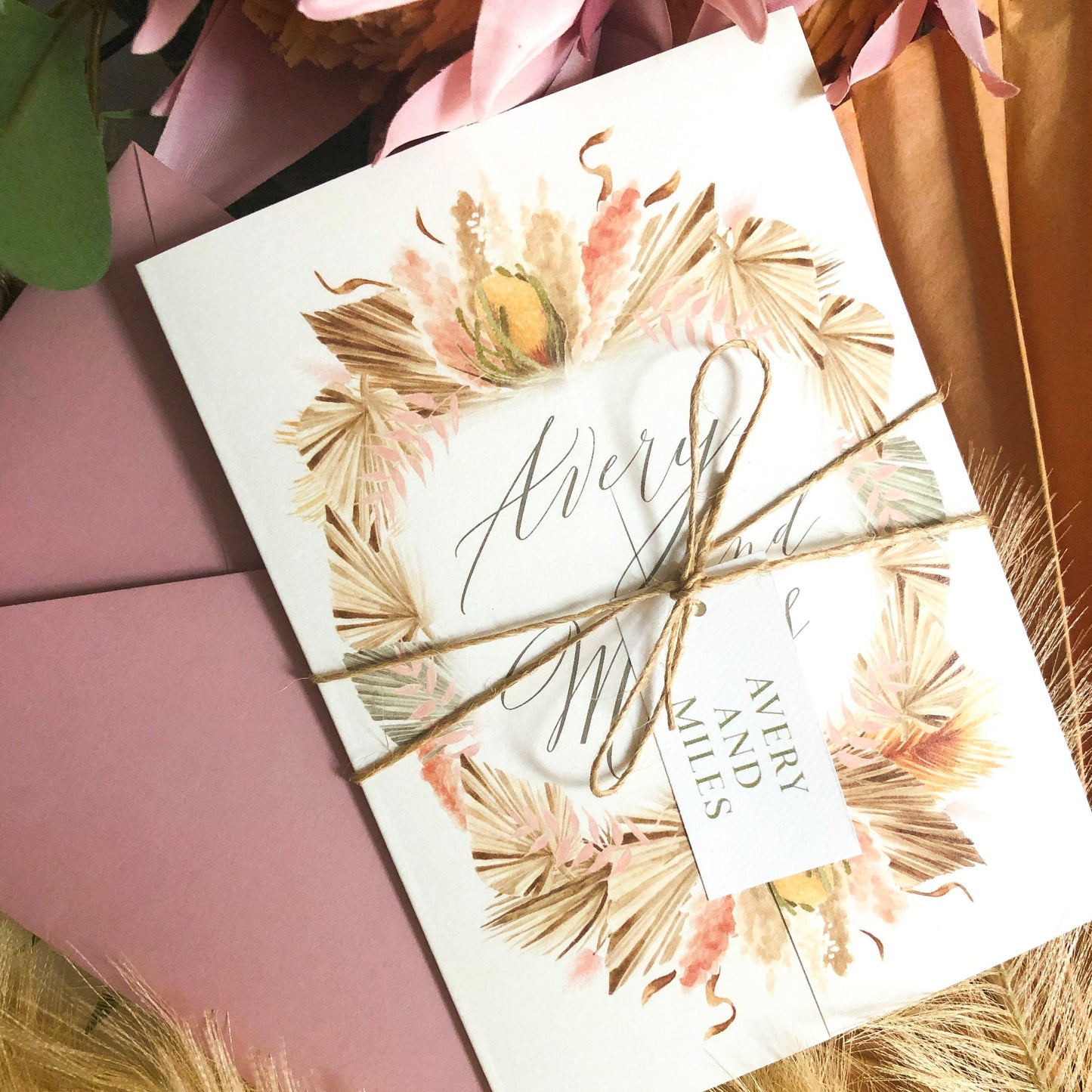 Avery boho invitation gate fold rustic wedding invitation