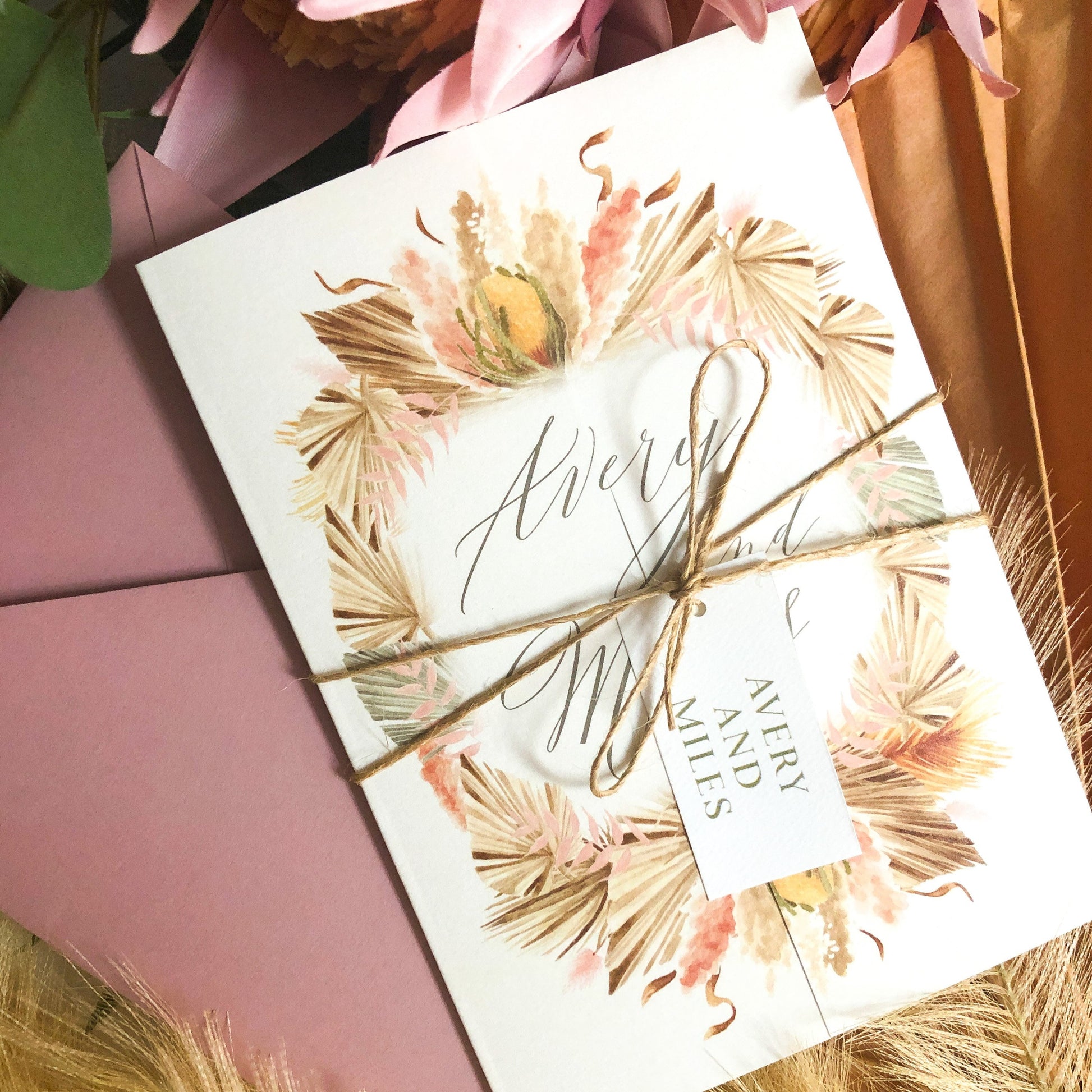 Avery boho invitation gate fold rustic wedding invitation