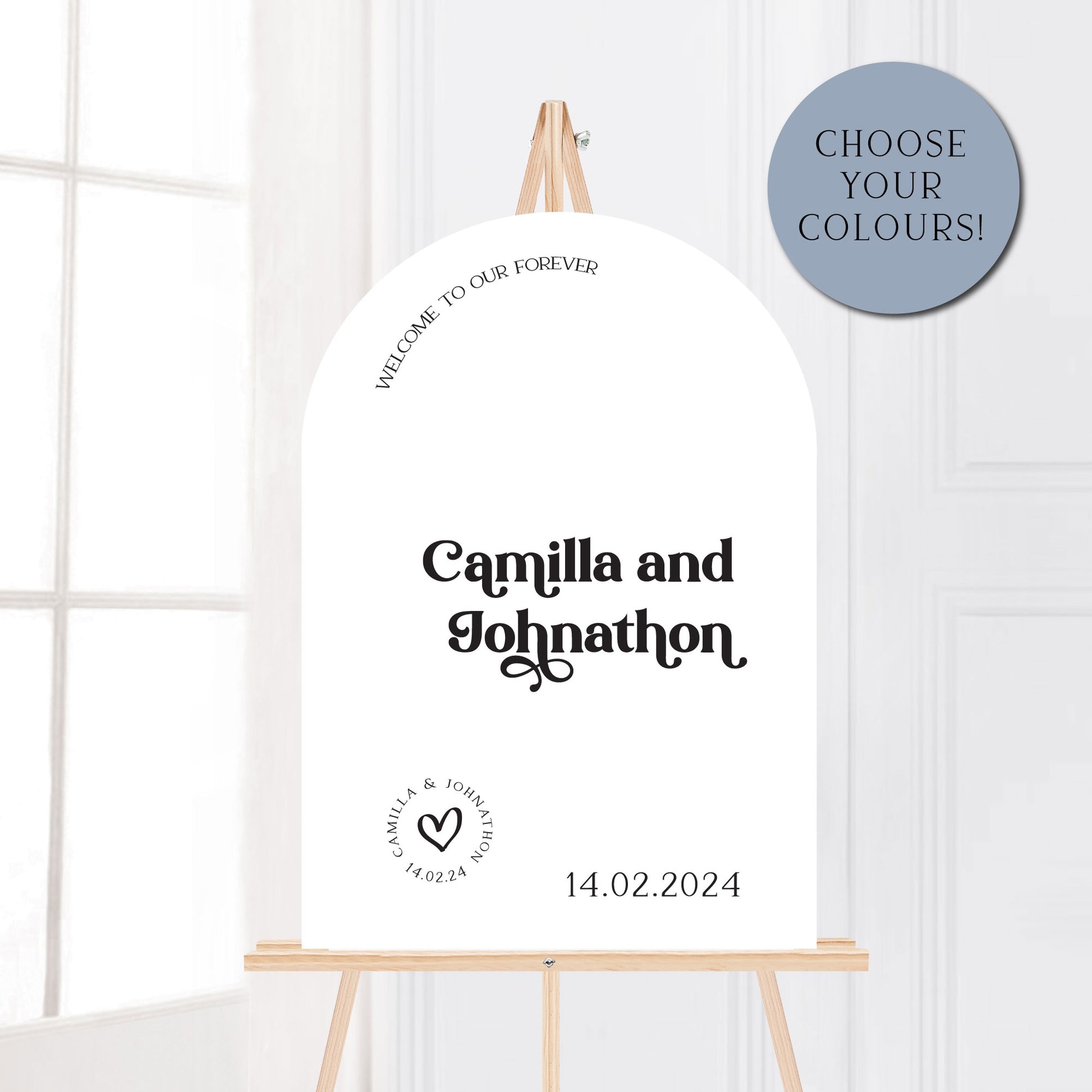 Camilla Arch Wedding Welcome Sign and Seating Chart Package - Glitzy Prints