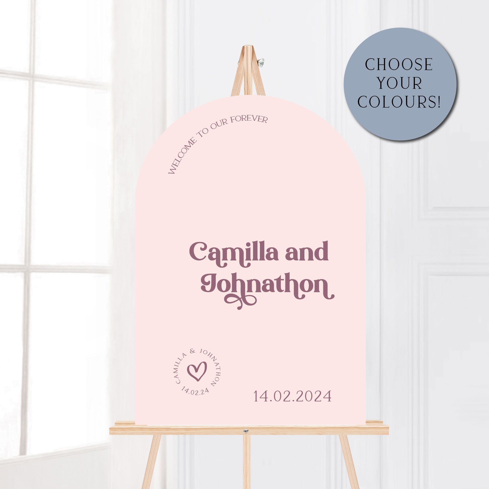 Camilla Arch Wedding Welcome Sign and Seating Chart Package - Glitzy Prints