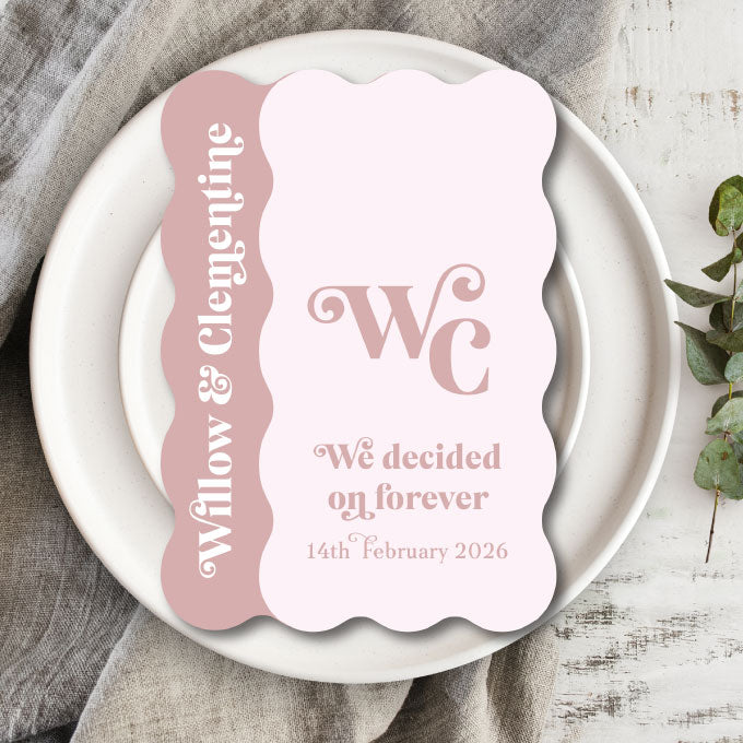 Willow Wave Shape Layered Invitation Set - Invite and Details Card in Dusty Pink and Nude