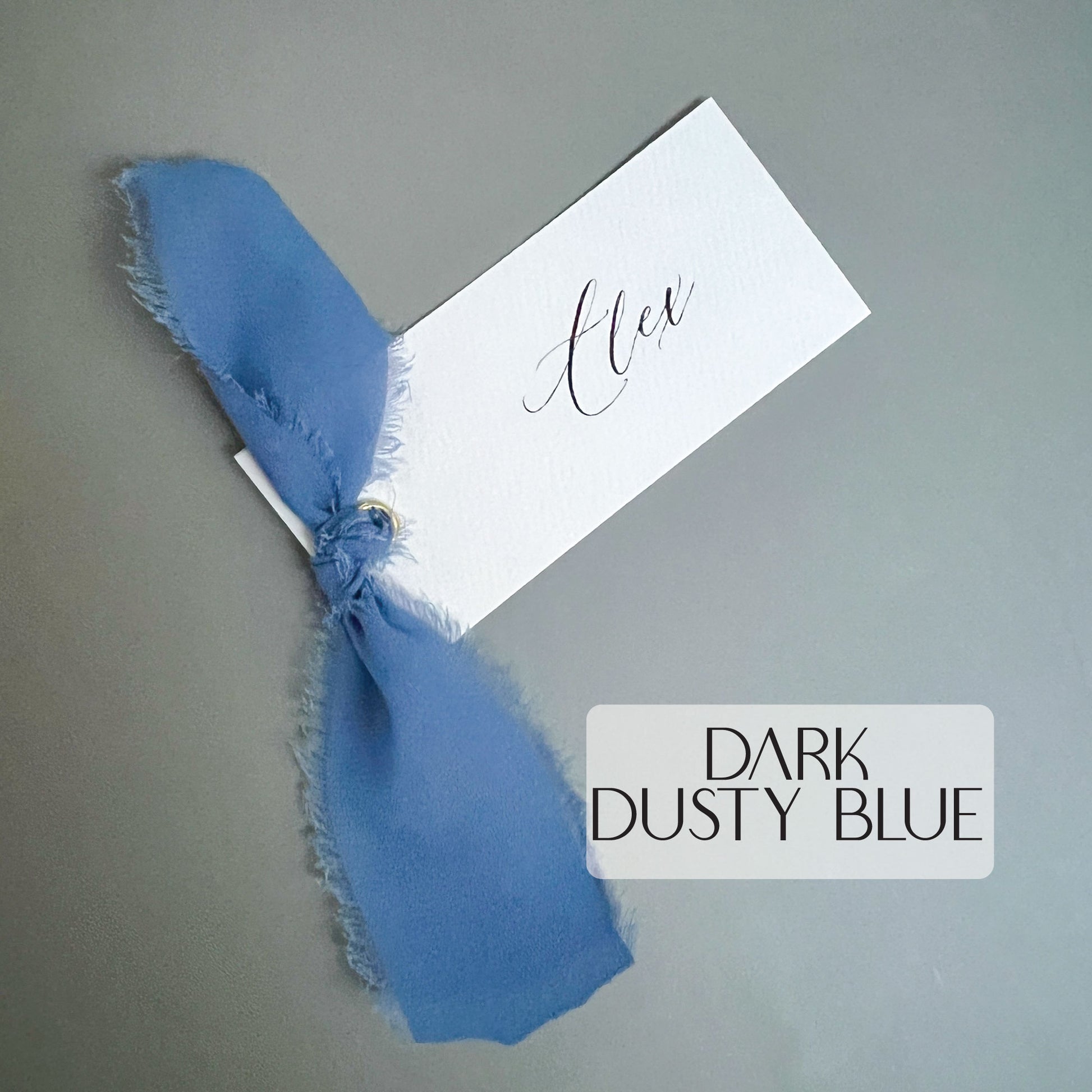 Wedding Place Cards with Silk Chiffon Frayed Ribbon - Glitzy Prints