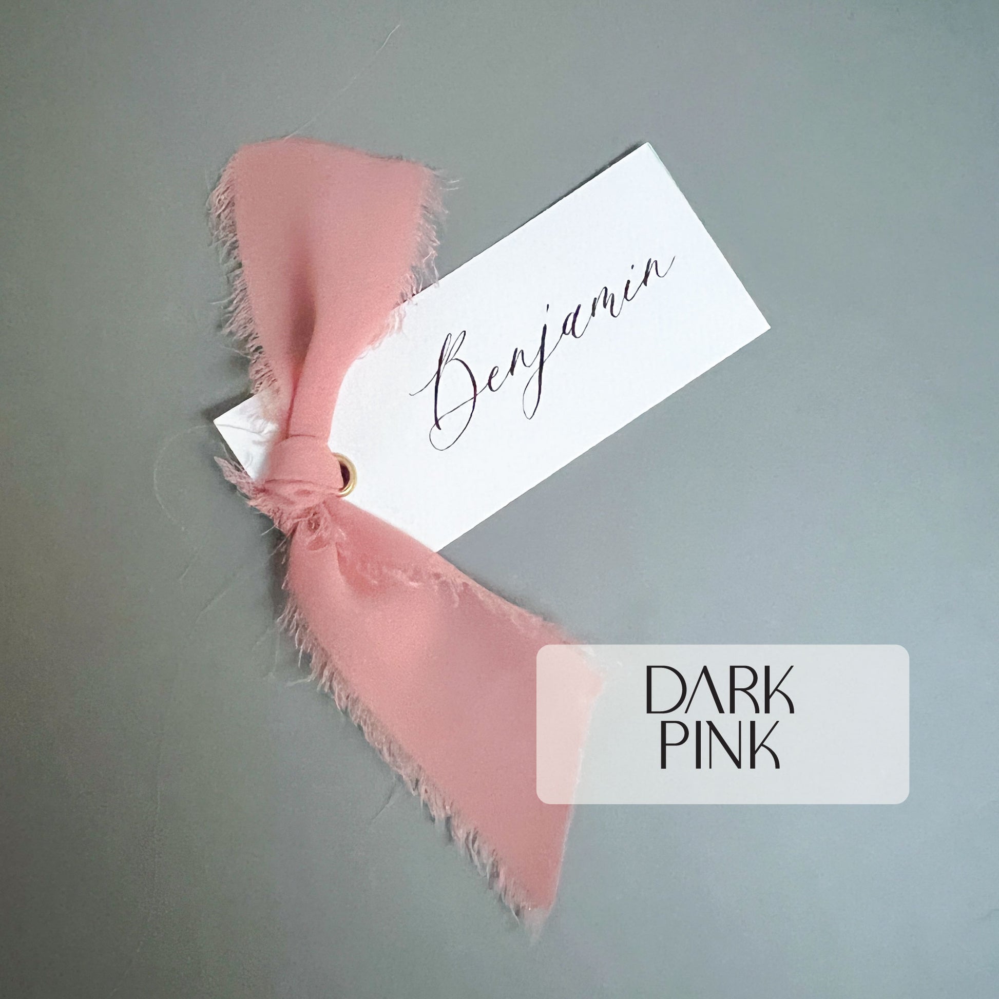 Wedding Place Cards with Silk Chiffon Frayed Ribbon - Glitzy Prints