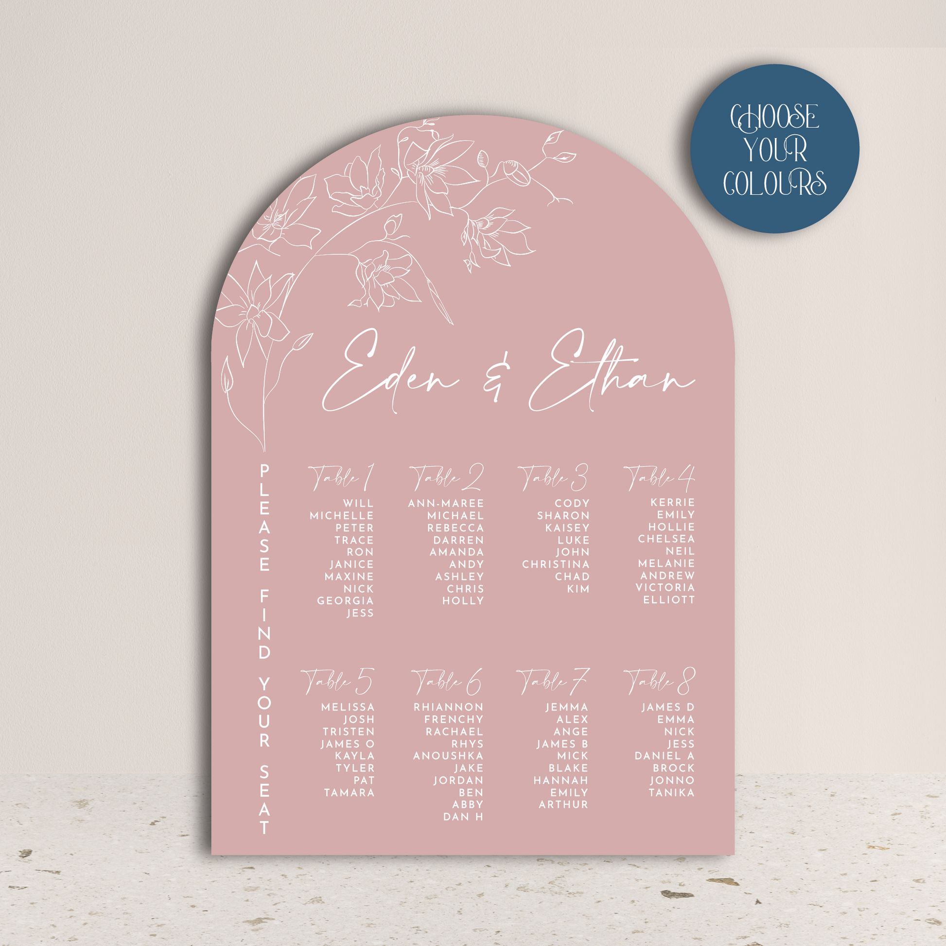 Eden Arch Wedding Welcome Sign and Seating Chart Package - Glitzy Prints