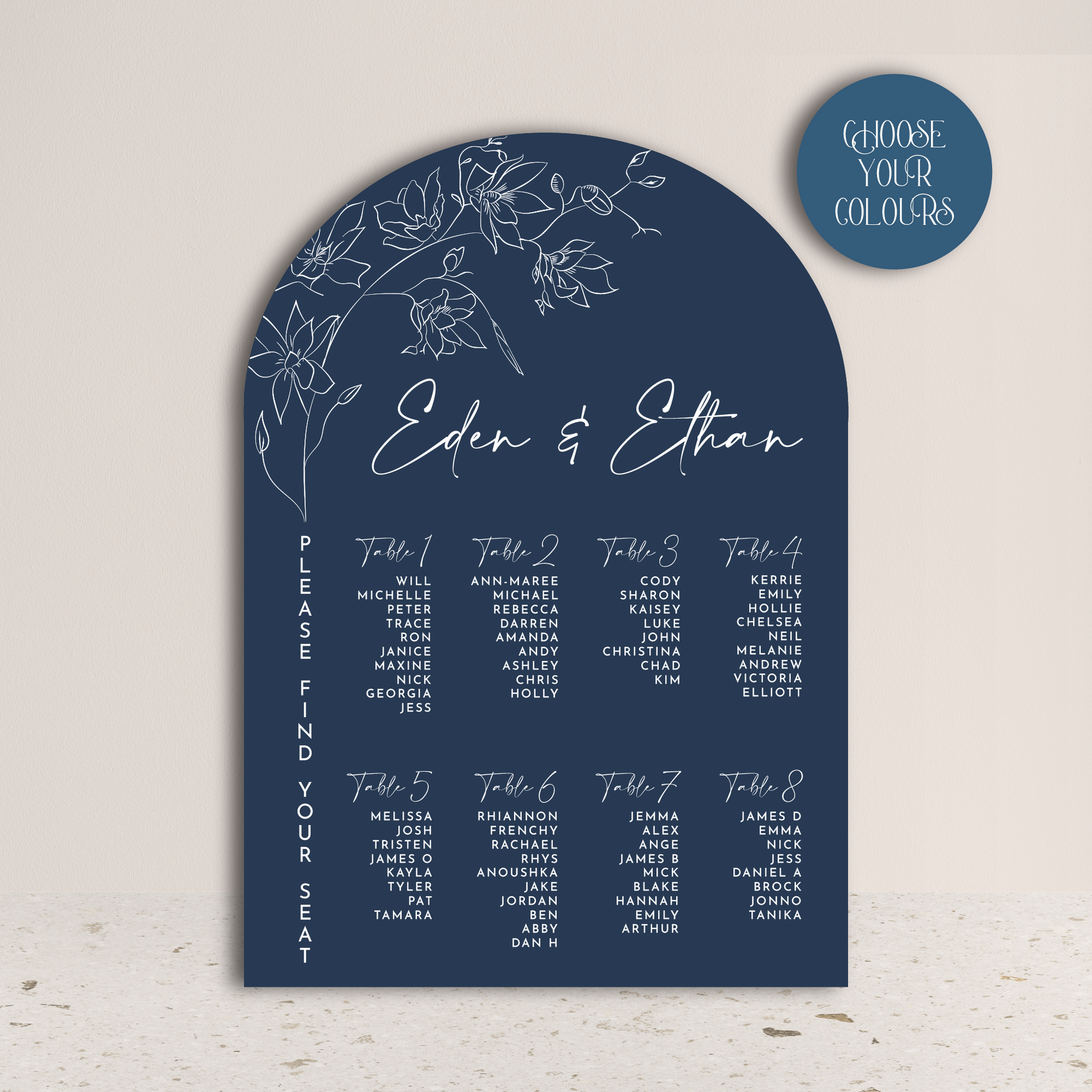 Eden Arch Wedding Seating Chart Sign - Glitzy Prints