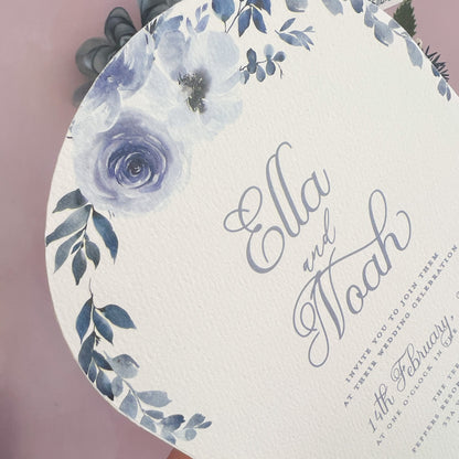 Ella Invitation Set - Invite and Details / RSVP Card in Dusty Blue