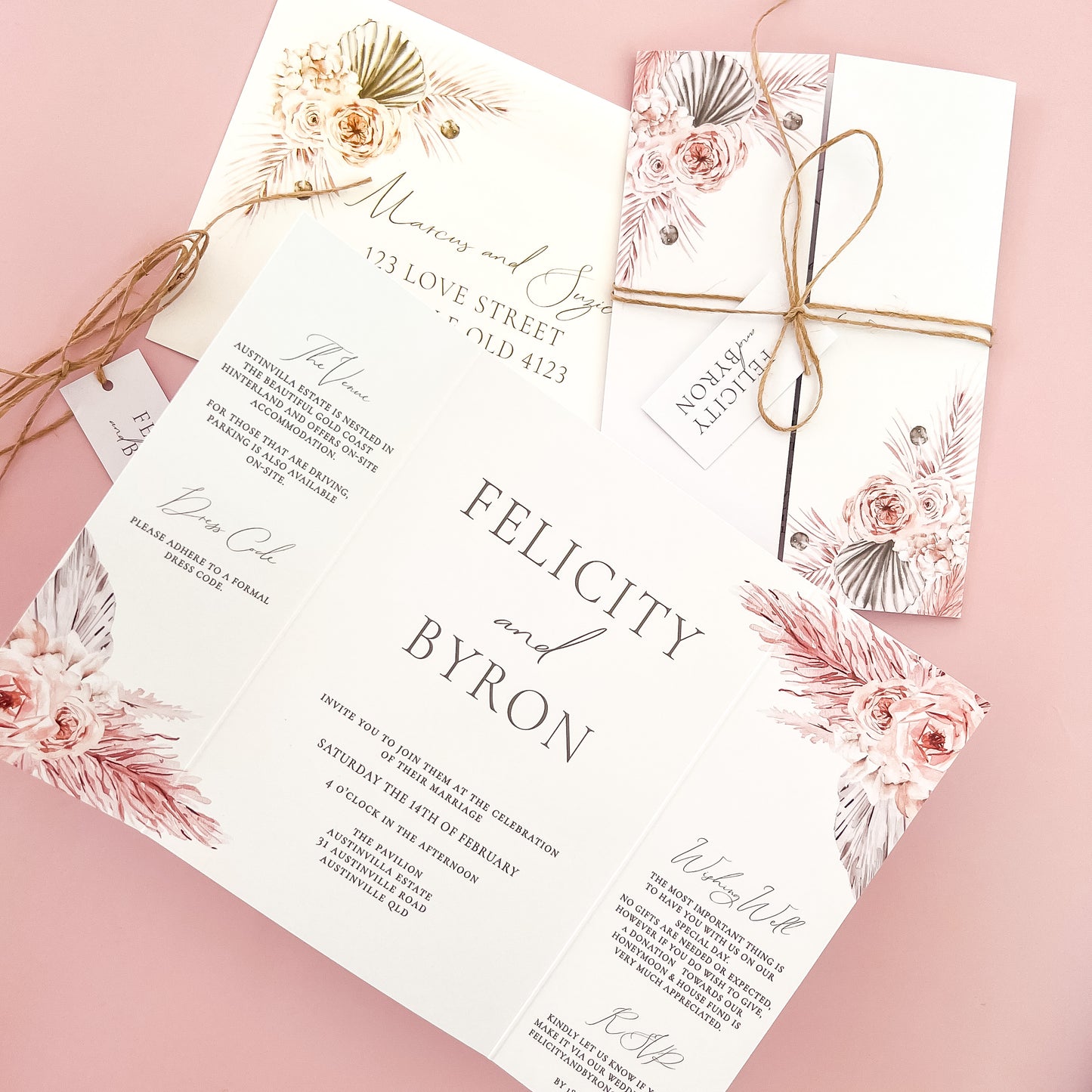 Boho Gatefold All in one Wedding Invitation