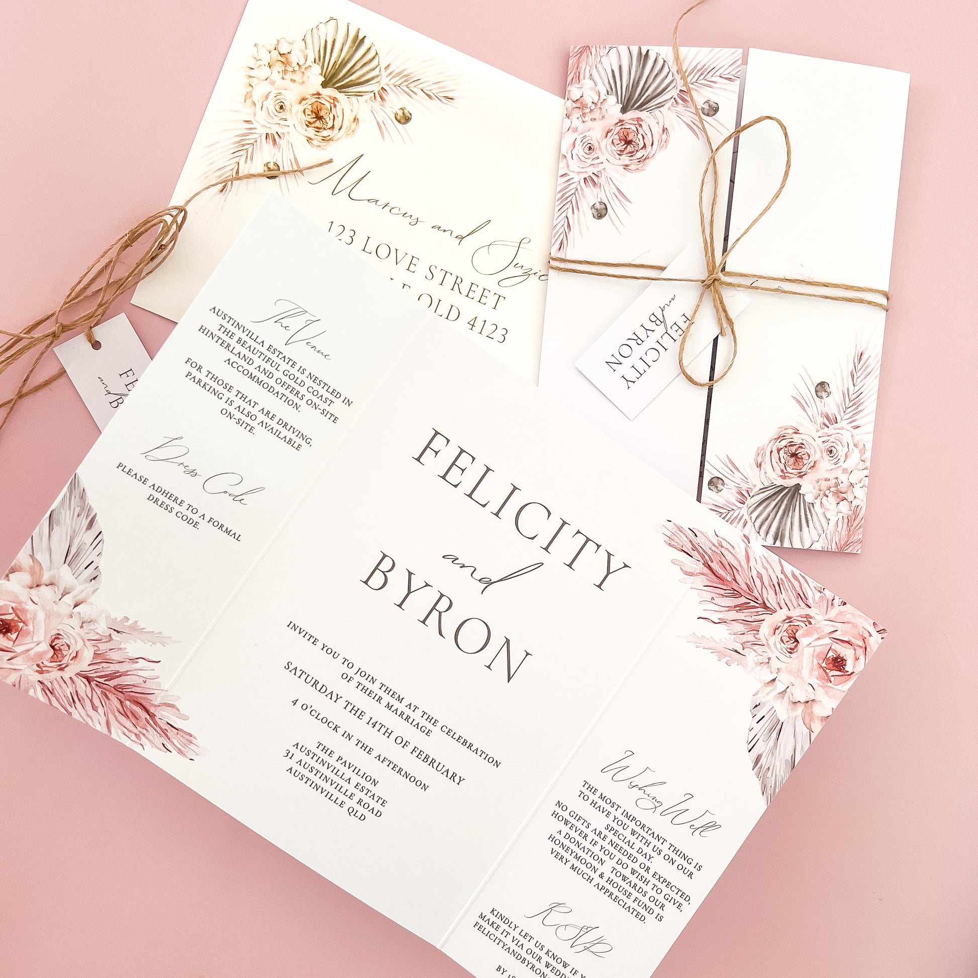 Boho Gatefold All in one Wedding Invitation