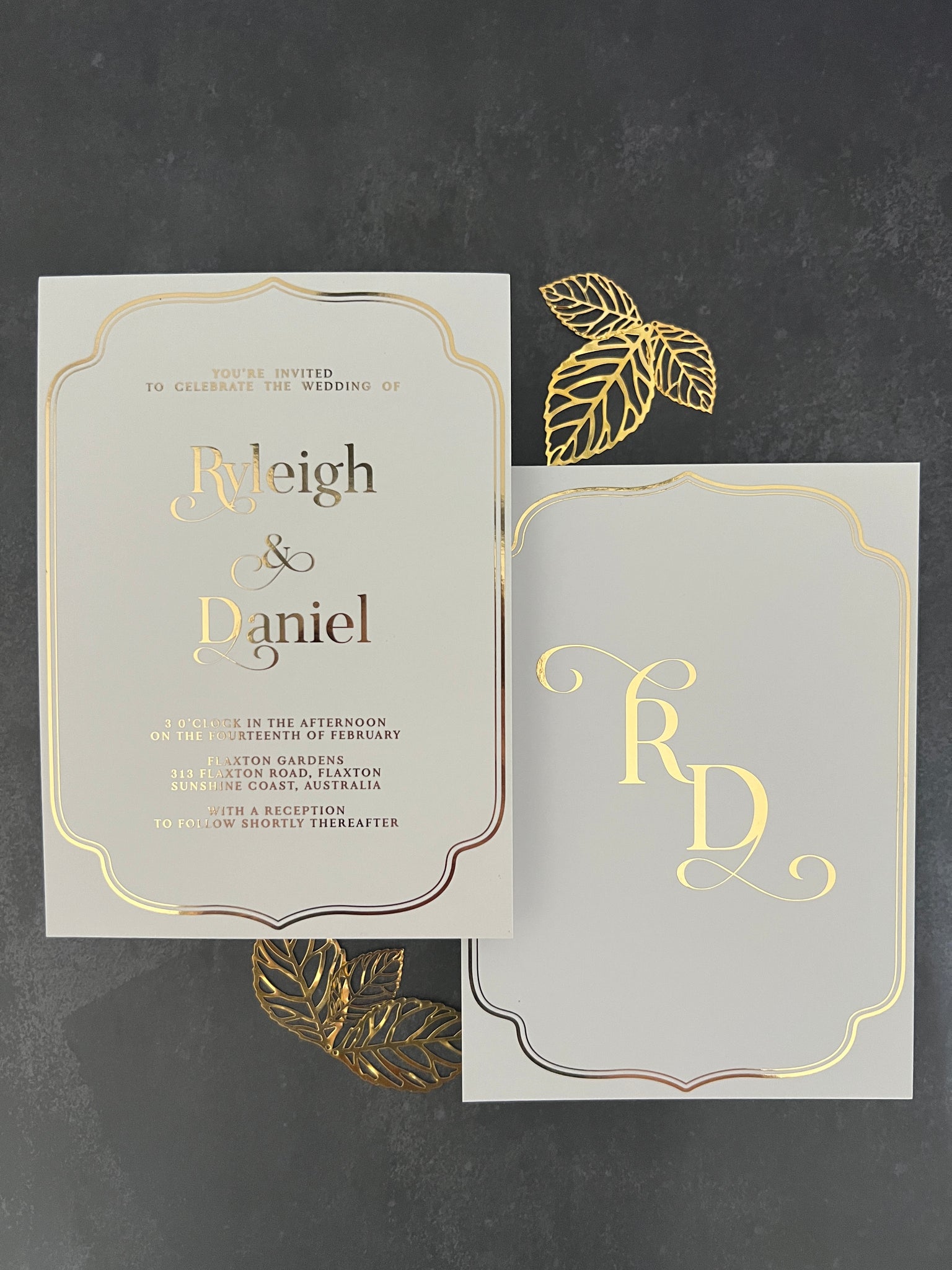 Wedding Invitations Gold Foil Forest Green Printed Wedding Invitations