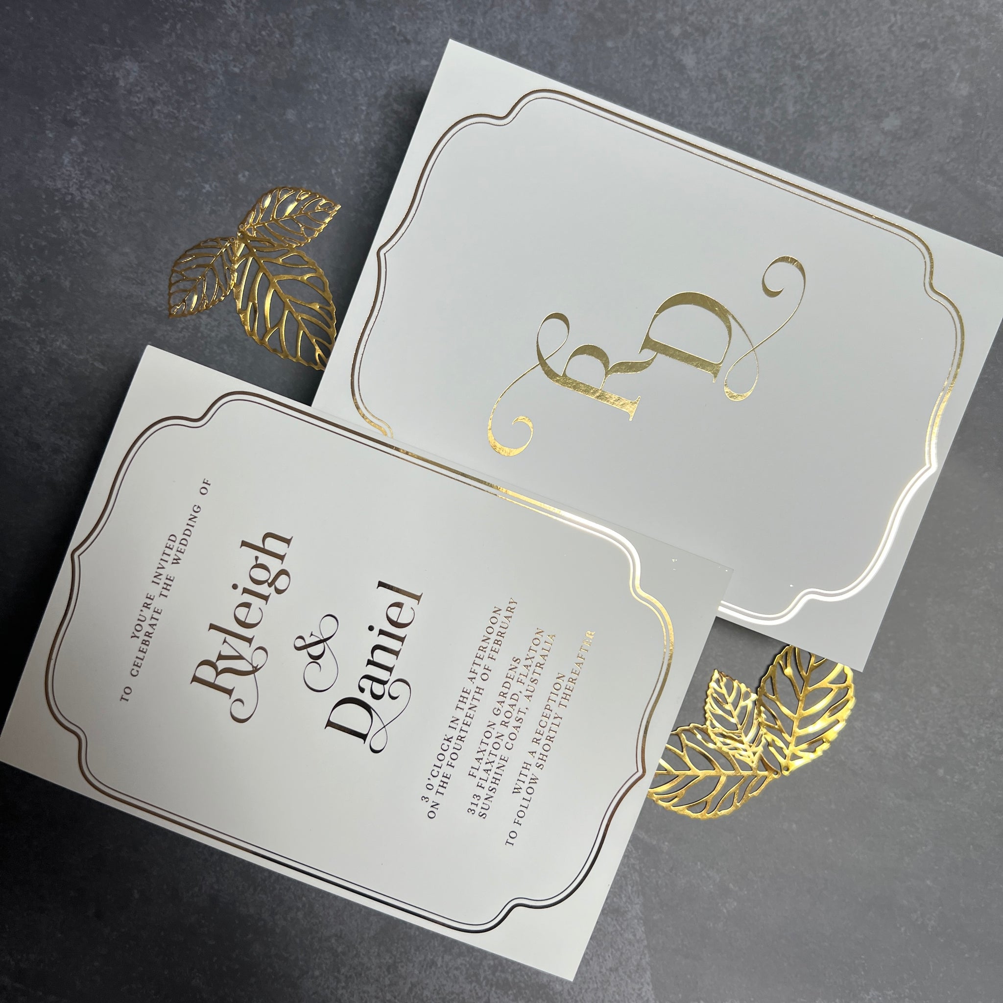 Wedding Invitations Gold Foil Forest Green Printed Wedding Invitations