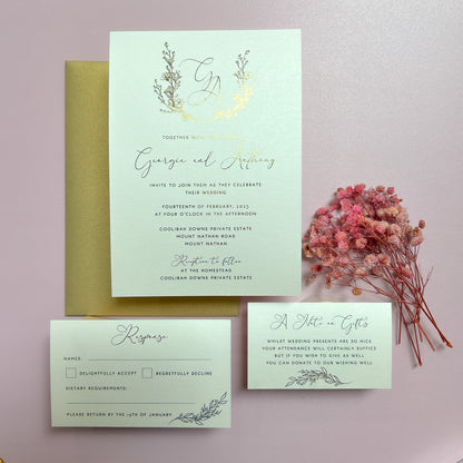 "Georgia" Gold Foil Wedding Invitation Suite - Glitzy Prints