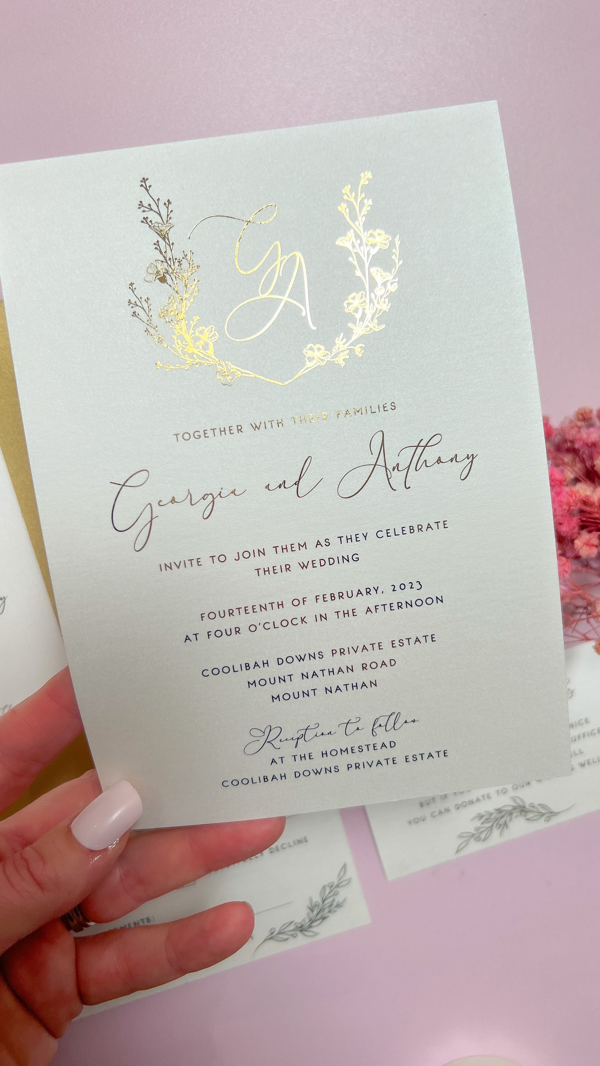 "Georgia" Gold Foil Wedding Invitation Suite - Glitzy Prints