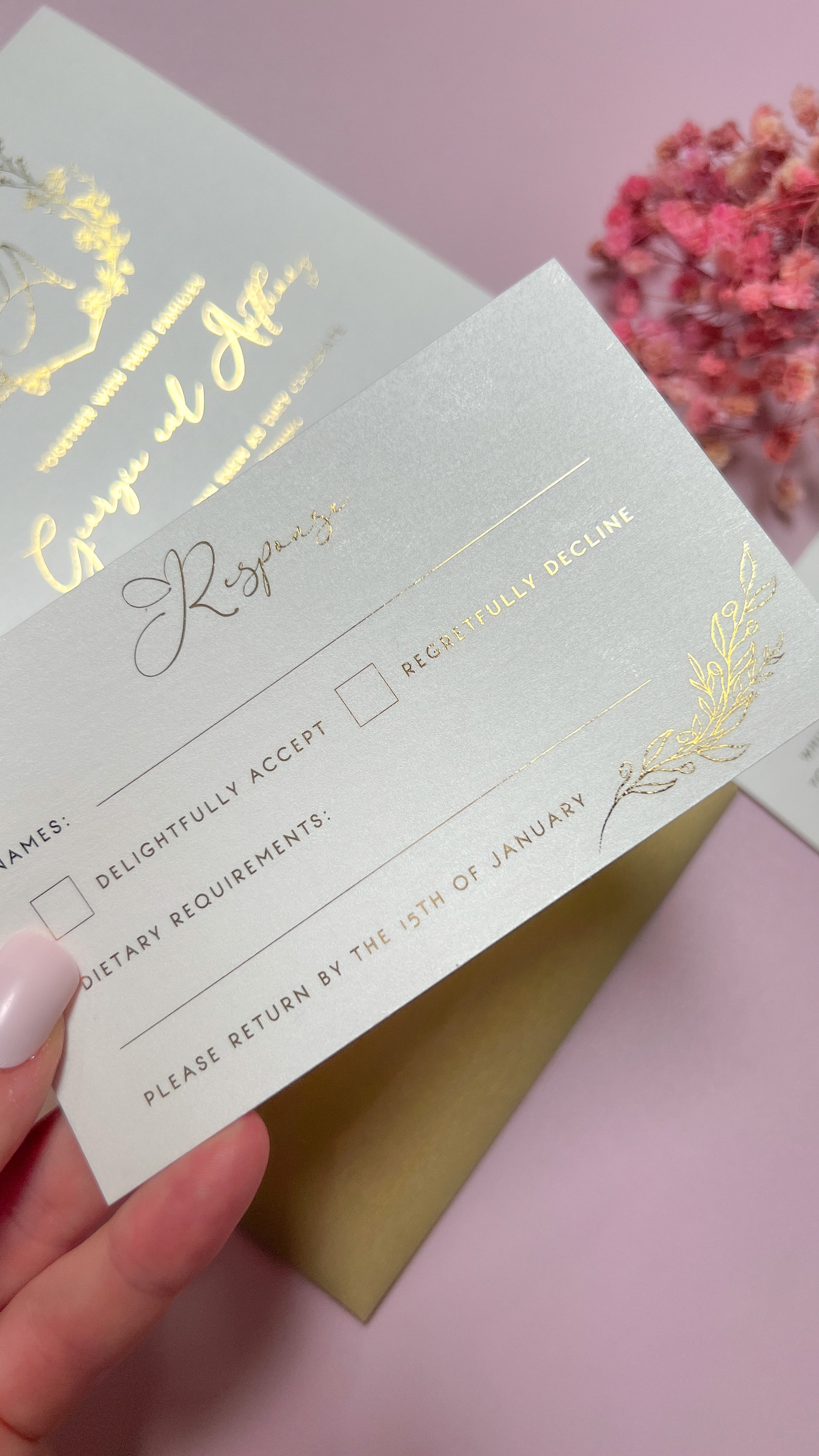 "Georgia" Gold Foil Wedding Invitation Suite - Glitzy Prints
