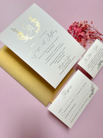 "Georgia" Gold Foil Wedding Invitation Suite - Glitzy Prints