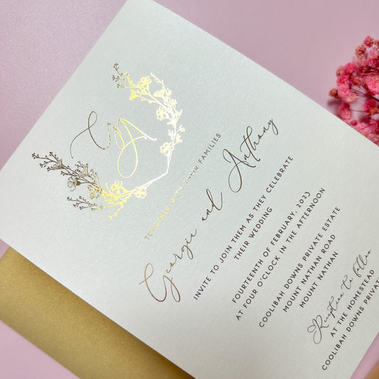 "Georgia" Gold Foil Wedding Invitation Suite - Glitzy Prints