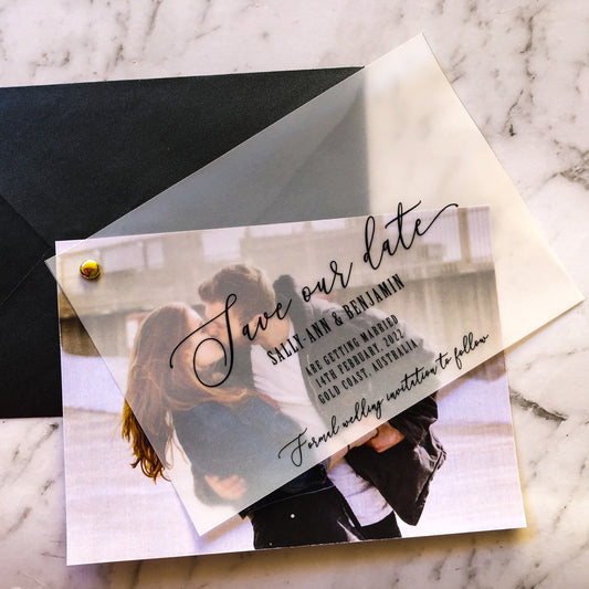 Vellum Save the Date Photo Invitation - Glitzy Prints