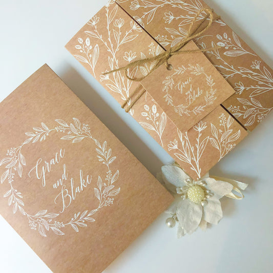 "Grace" Rustic Kraft Gatefold Wedding Invitation - Glitzy Prints