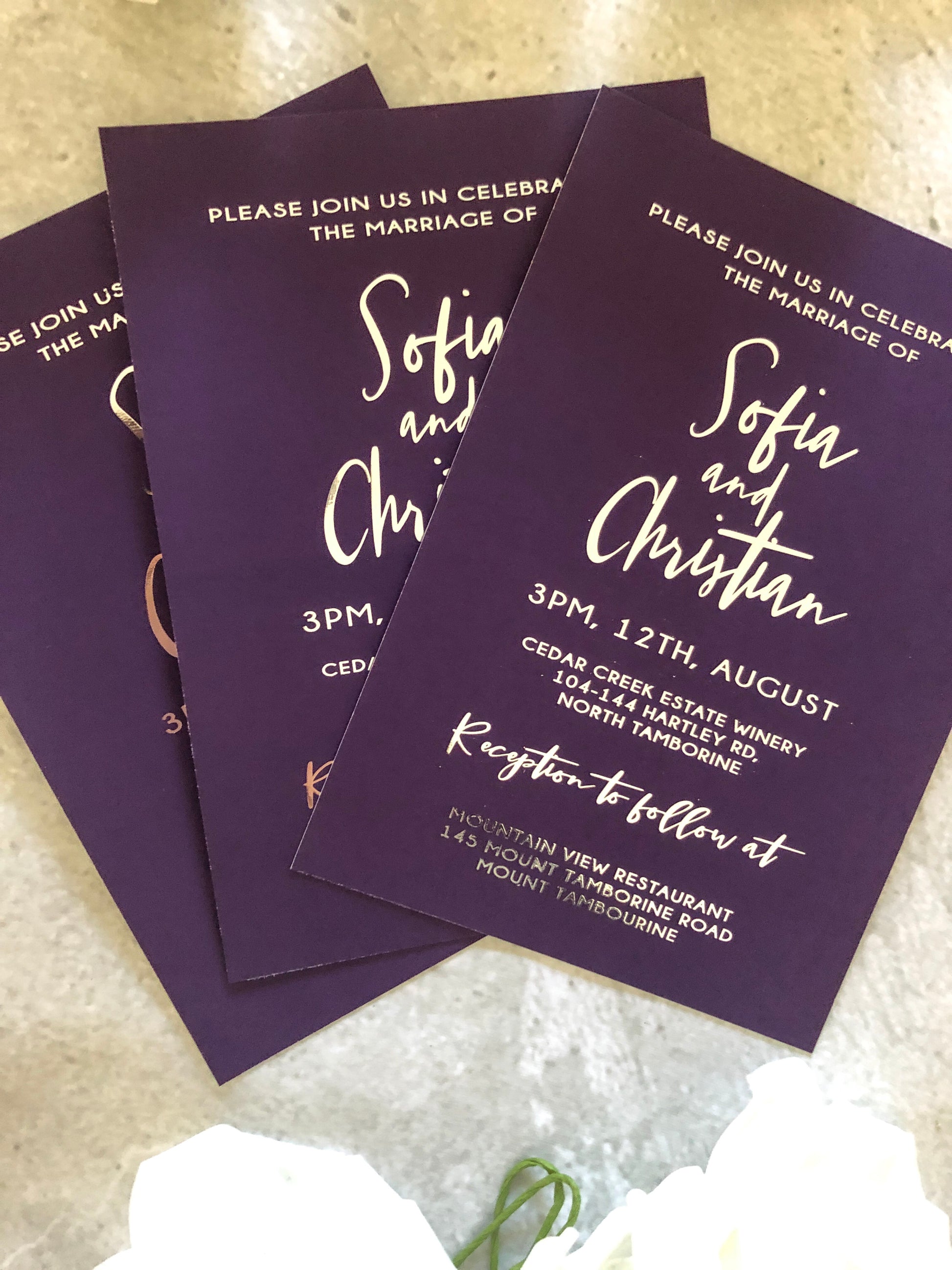 Sofia Foil Invitation in Navy, Purple or Blush - Glitzy Prints