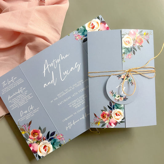 Dusty Blue Gatefold Wedding Invitation