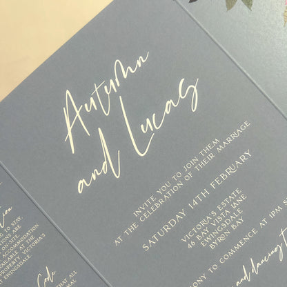 Dusty Blue Gatefold Wedding Invitation