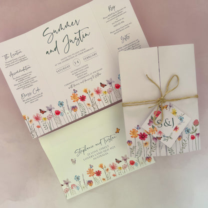 "Summer" Blush Pink Gate Fold All in One Invitation - Glitzy Prints