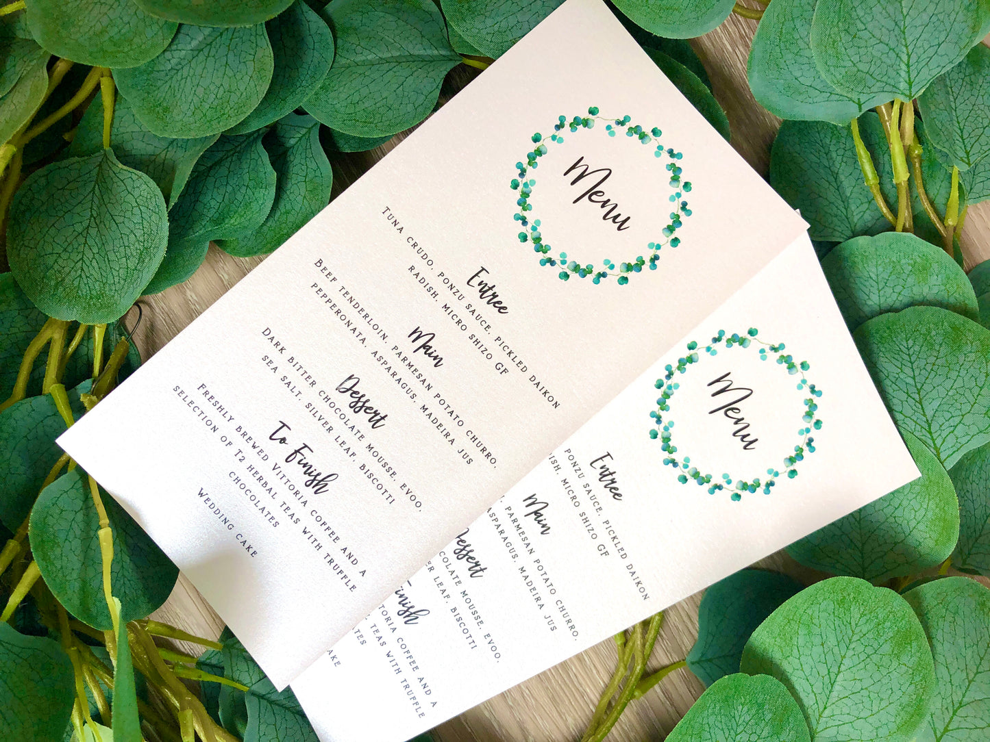 Allanah Eucalyptus Leaf Pocket Invitation - Glitzy Prints