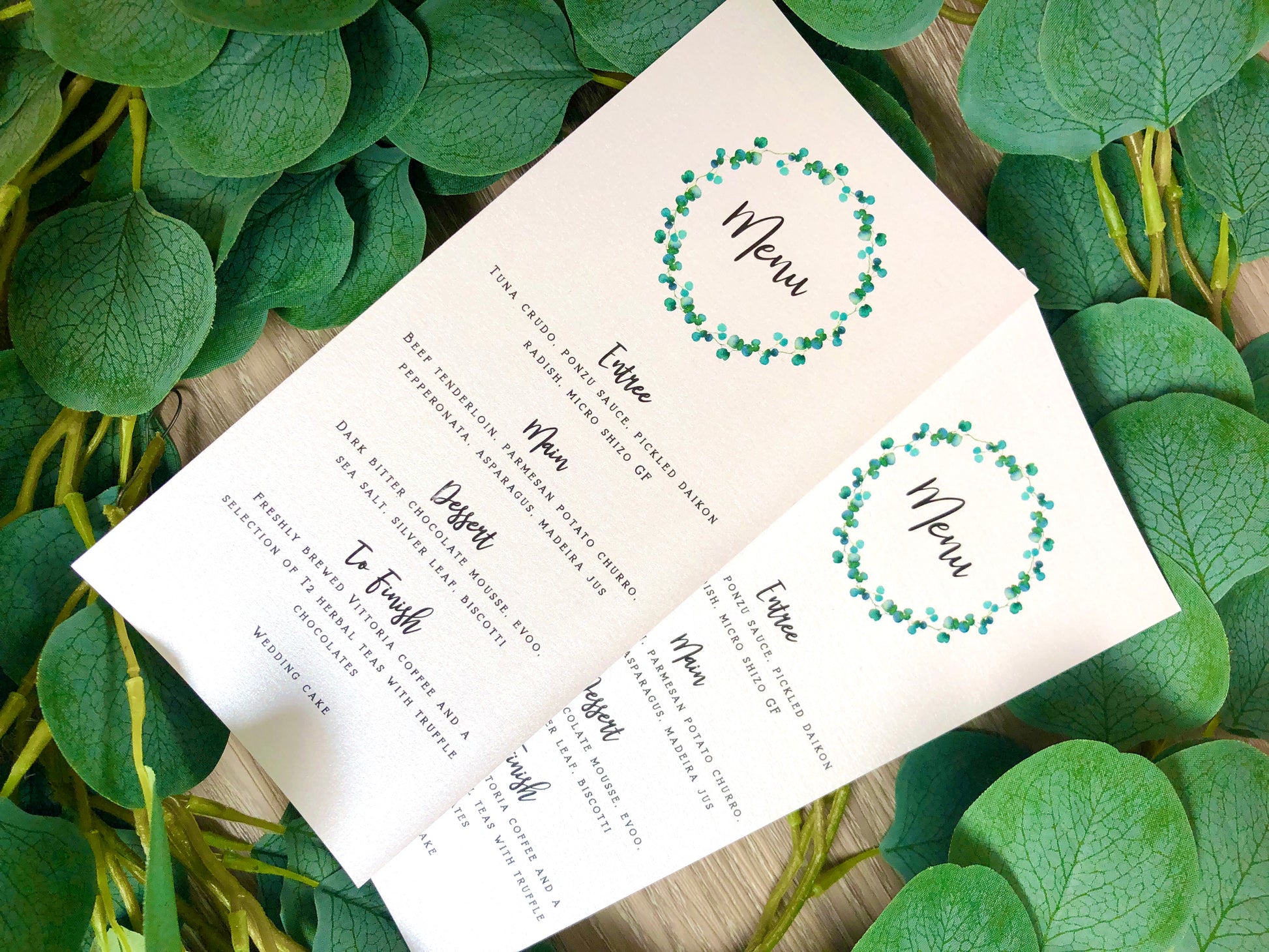 Allanah Eucalyptus Leaf Pocket Invitation - Glitzy Prints
