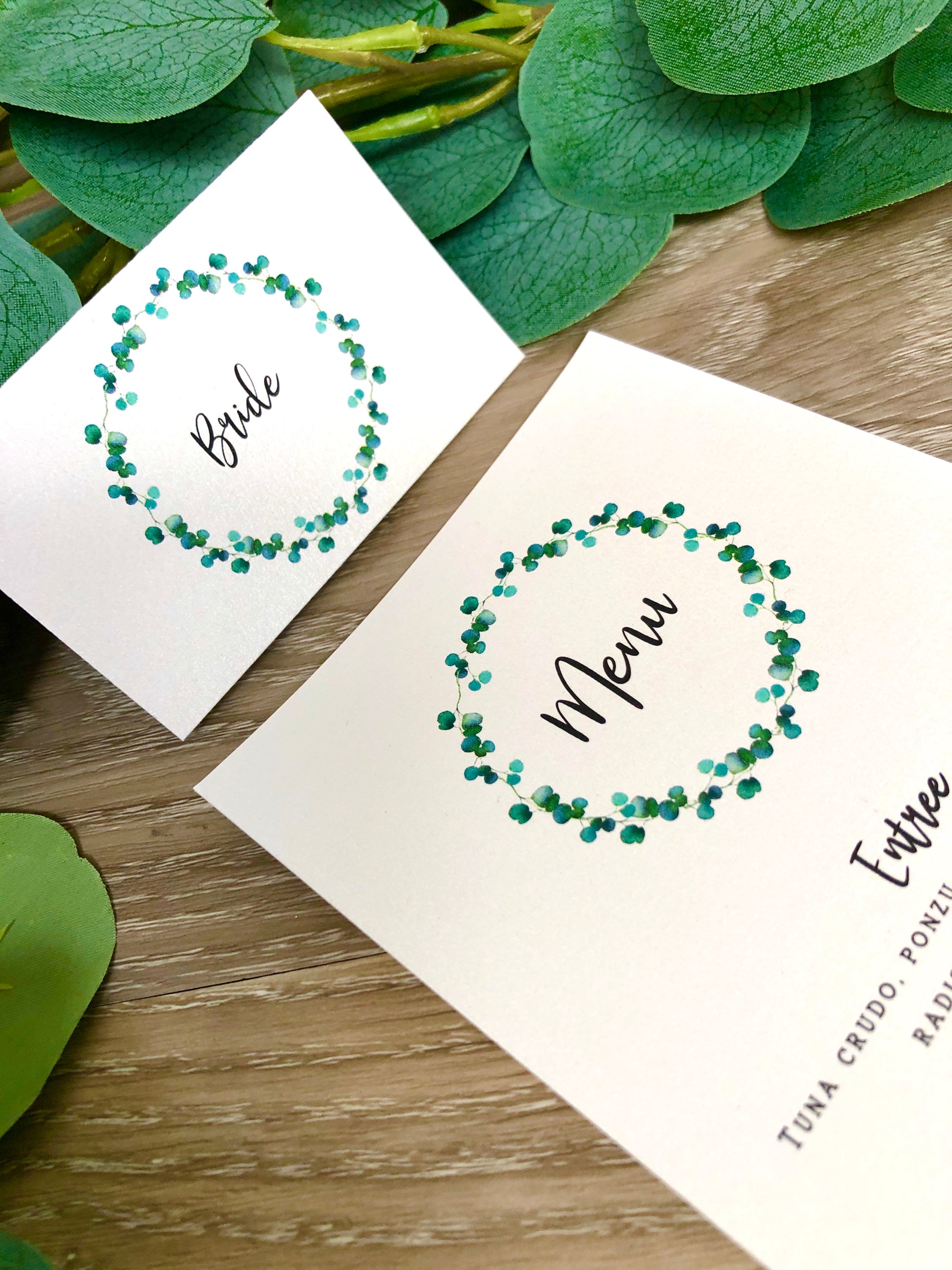Allanah Eucalyptus Leaf Pocket Invitation - Glitzy Prints