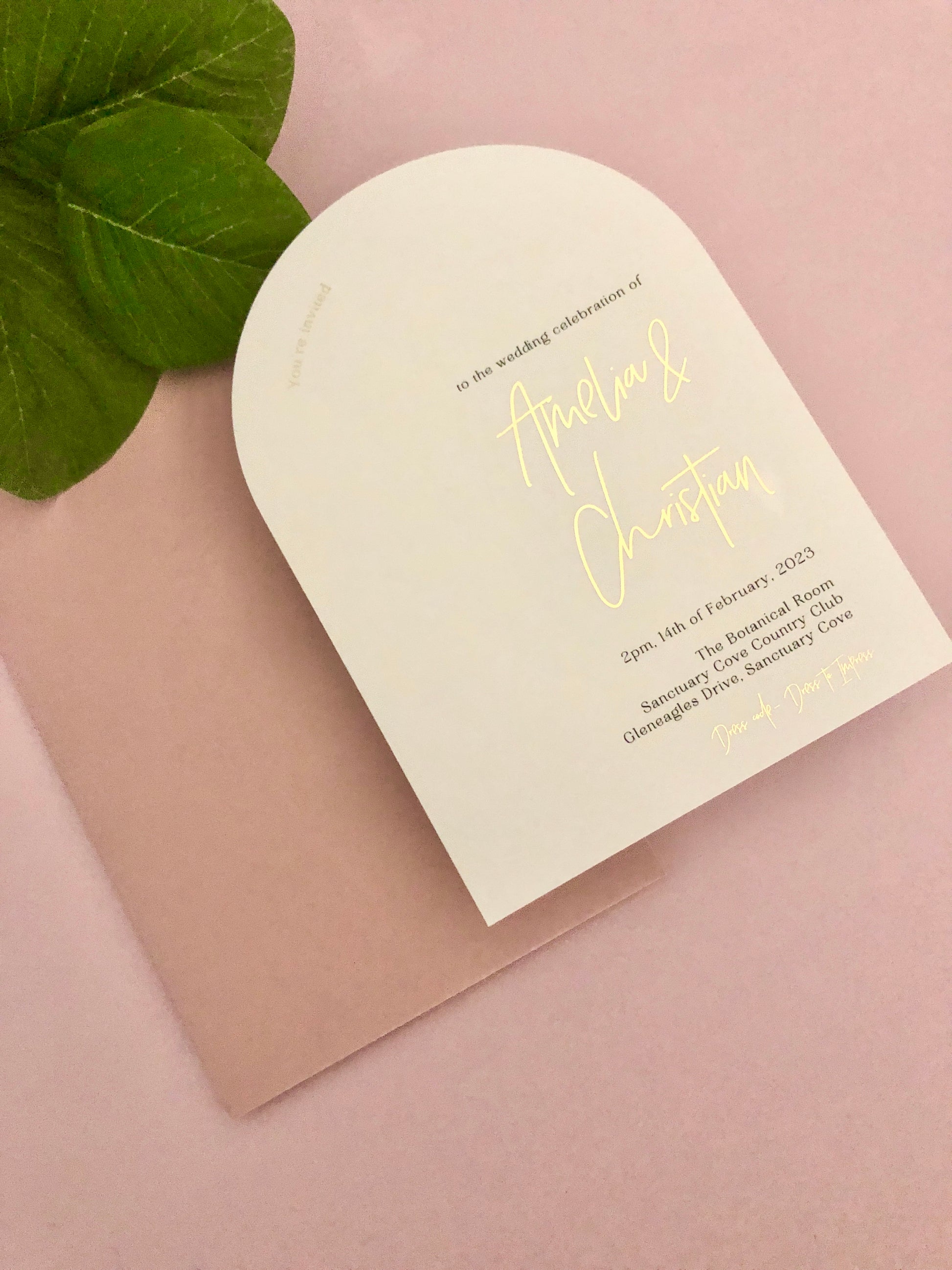 Arch invitation with gold foil 7