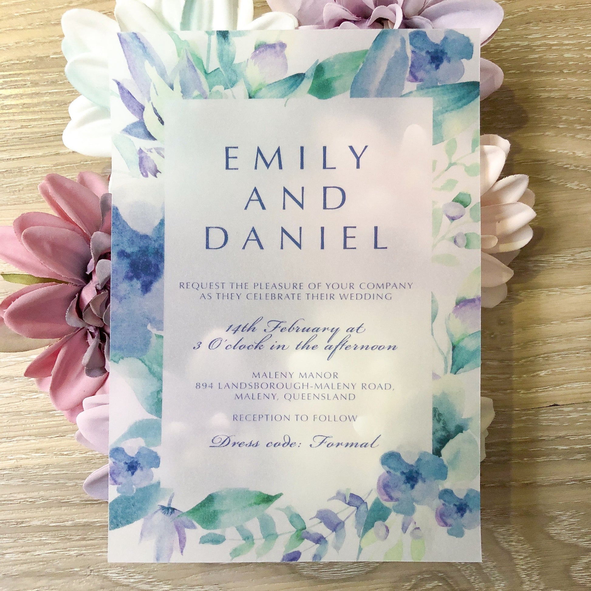Emily Vellum Invitation - Glitzy Prints