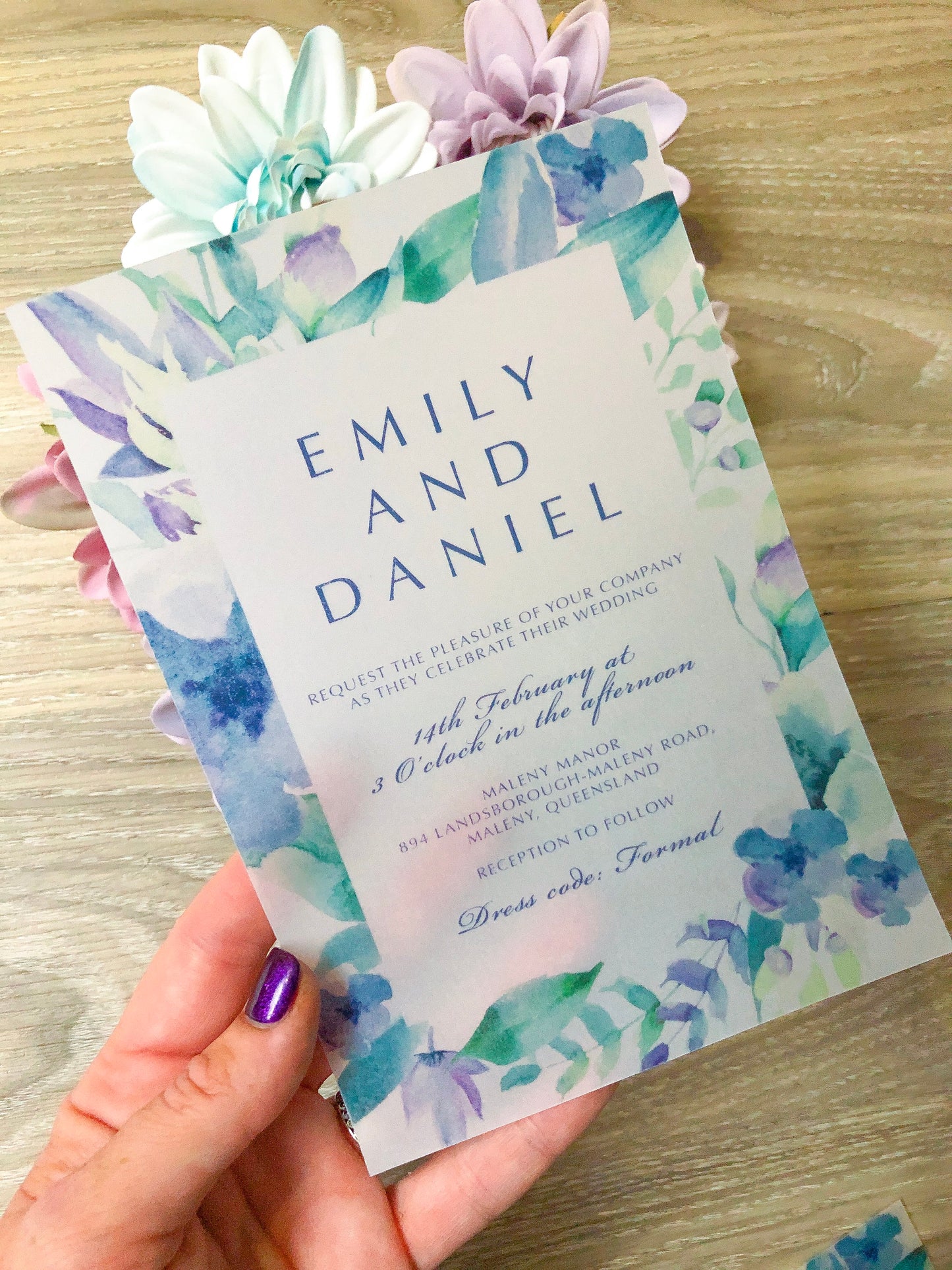Emily Vellum Invitation - Glitzy Prints