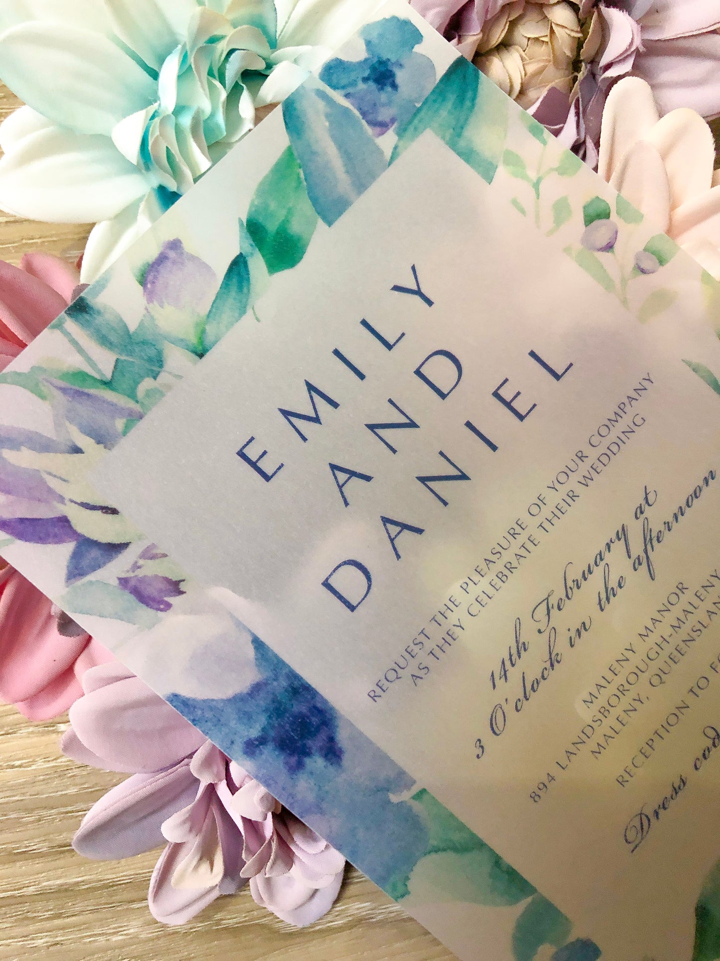 Emily Vellum Invitation - Glitzy Prints