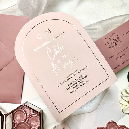 Chloe Gold Foil Arch Wedding Invitation - Glitzy Prints