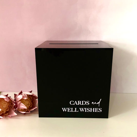Black Acrylic Wishing Well Card Box - Glitzy Prints