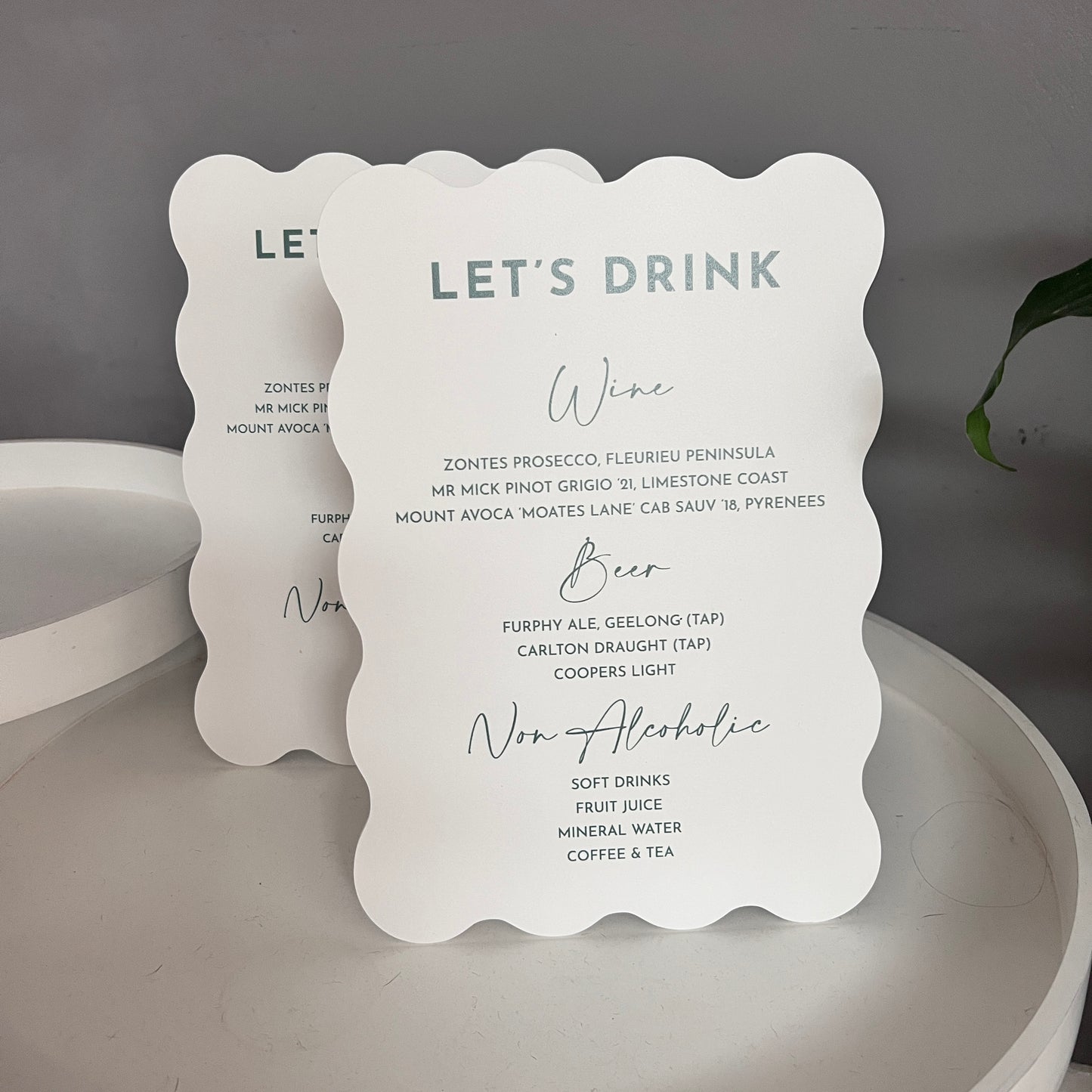 Wave Shape Bar Sign / Drinks Menu Sign
