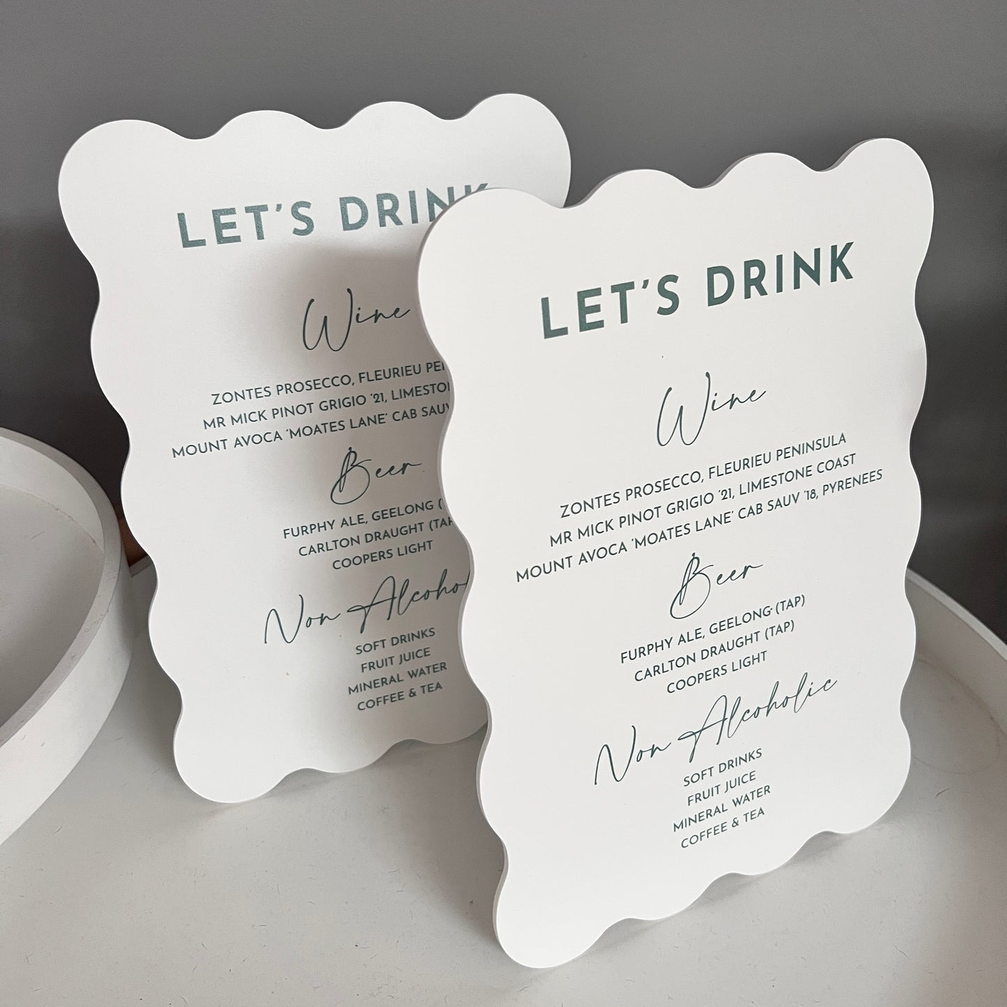 Wave Shape Bar Sign / Drinks Menu Sign