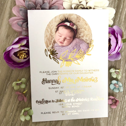 Christening or Baptism Photo Foil Invitation - Glitzy Prints