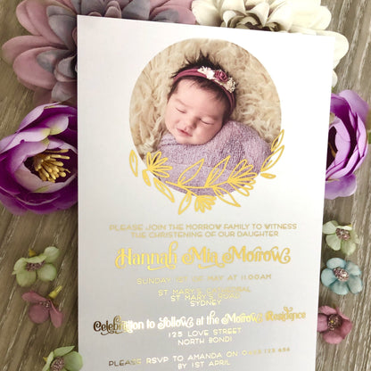 Christening or Baptism Photo Foil Invitation - Glitzy Prints