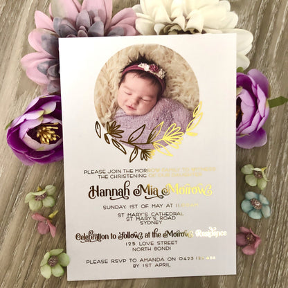 Christening or Baptism Photo Foil Invitation - Glitzy Prints