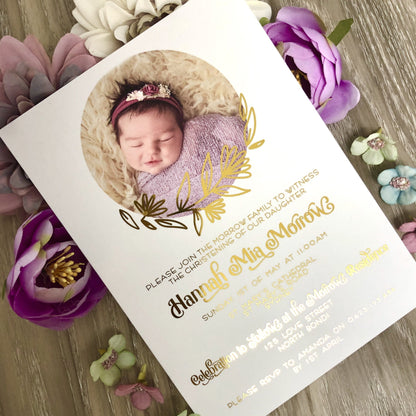 Christening or Baptism Photo Foil Invitation - Glitzy Prints