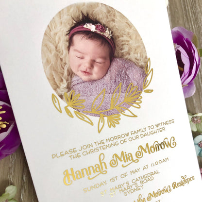 Christening or Baptism Photo Foil Invitation - Glitzy Prints